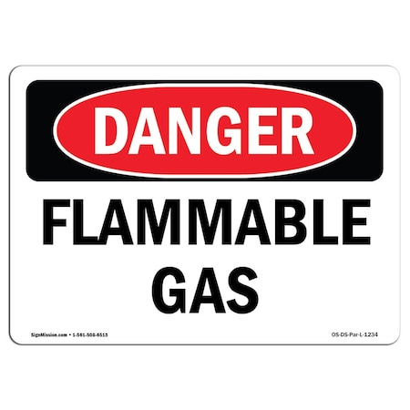 Signmission Safety Sign, OSHA Danger, 12" Height, 18" Width, Flammable Gas, Landscape, D-1218-L-1234 OS-DS-D-1218-L-1234